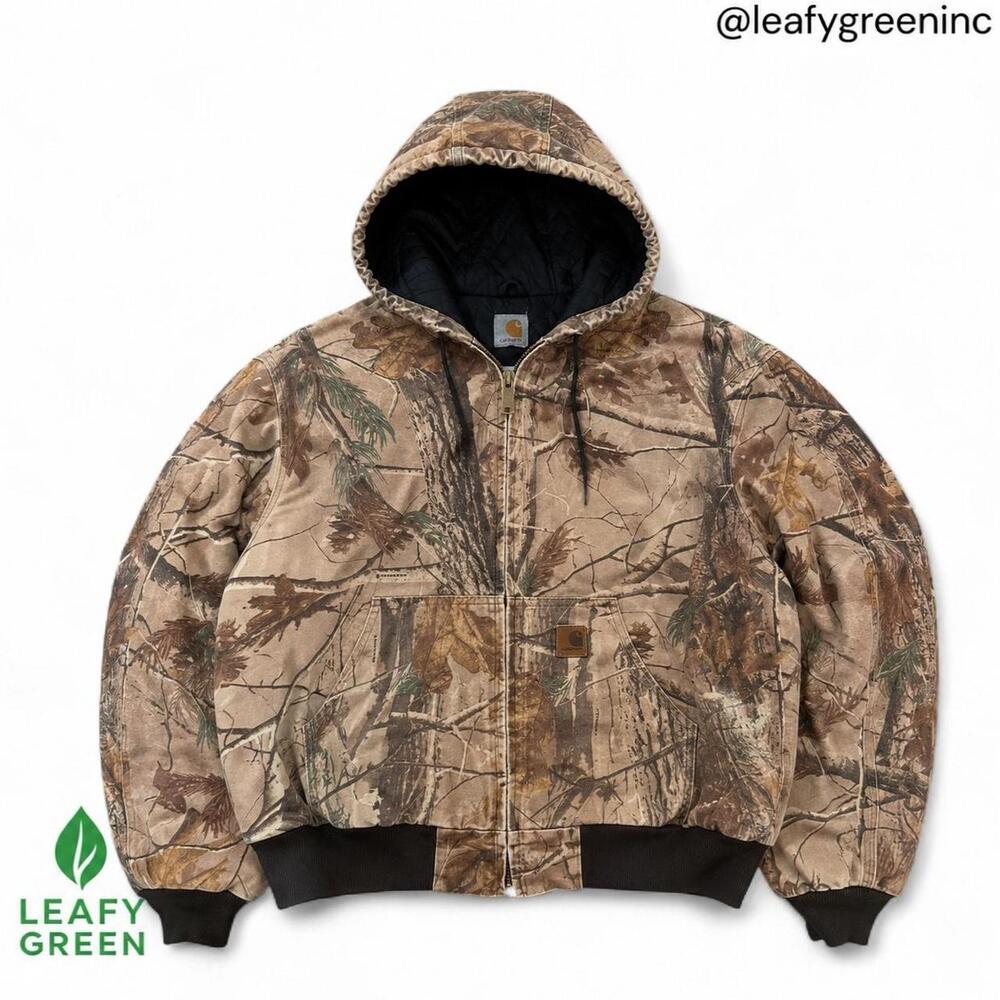 Carhartt Duck Canvas Quilted Zip-Up Camo Jacket Size S Workwear Hunting Utility